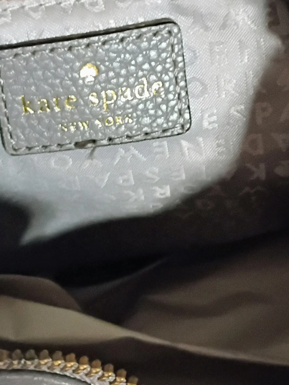 kate spade Pebbled Leather Shoulder Bag in Gray with Gold Hardware